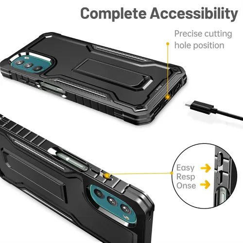 Vista 3 de FITO Funda para Moto G 5G 2022, funda resistente a prueba de golpes de doble capa para teléfono Moto G 5G 2022 con protector de pantalla, soporte