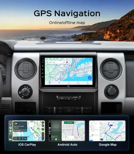 Vista 6 de 9' QLED Android Radio de coche estéreo para Ford F150 2009-2012,2013 2014 STX XL 64G CarPlay inalámbrico y Android Auto/navegación