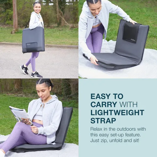 Vista 6 de malu Silla de suelo acolchada extra grande con soporte de espalda, cojín de meditación para silla japonesa, cómodo respaldo plegable, funda