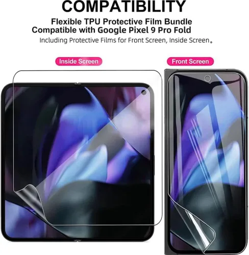 Vista 4 de Paquete de 2 protectores de pantalla para Google Pixel 10 Pro Fold, protector de pantalla de TPU flexible irrompible de alta sensibilidad