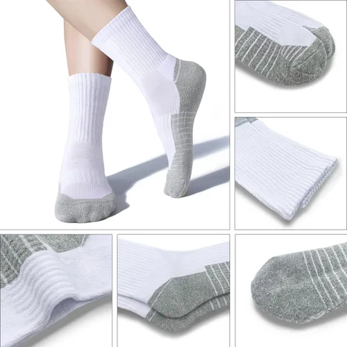 Vista 5 de Begrily Calcetines deportivos acolchados de algodón para hombre con compresión de arco para correr, ejercicio, senderismo, paquete de 6