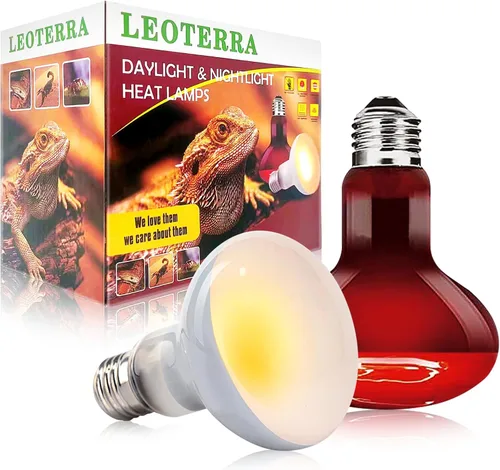 Vista 10 de Leoterra Bombilla de calor nocturno de reptiles de 50 W, lámpara de calor nocturna infrarroja roja de 10-20 galones, uso de terrario de vidrio