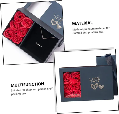Vista 3 de ABOOFAN 1 juego de caja collar de flores joyas joyas bolsas de regalo de papel especial bolsa de regalo de fieltro rosa caja de regalo manual caja