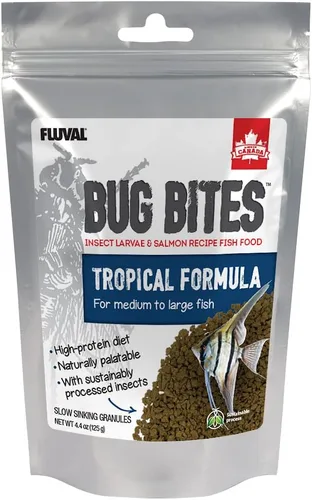 Vista 11 de Fluval Bug Bites - Alimento para peces tropicales, gránulos pequeños para peces pequeños a medianos, 1.6 onzas, A6577