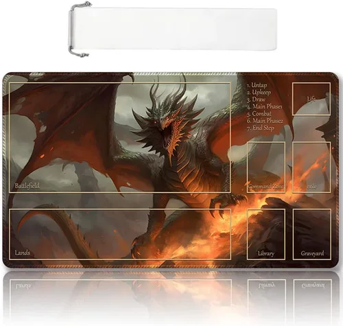 Vista 55 de Tapete de juego MTG cosido de alta calidad con zonas y parte trasera de goma antideslizante, tapete de juego TCG para MTG y otros juegos de cartas