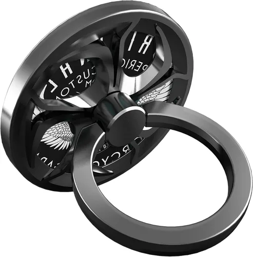 Vista 2 de Soporte para anillo de dedo, rotación de 360°, giratorio para teléfono celular, soporte con agarre universal [lavable/reutilizable] para Negro