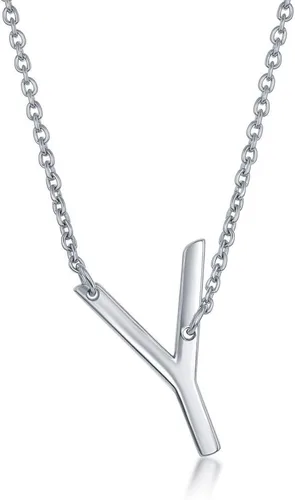 Vista 54 de Dainty Sideways Initial Necklace for Women – Sterling Silver or 14K Gold Plated 20mm Alphabet Letter Pendant