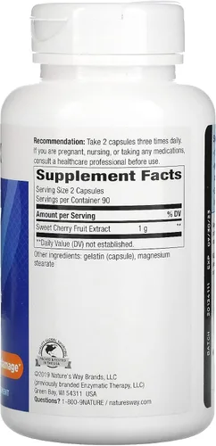 Vista 2 de Nature's Way Fruta de cereza, extracto de cereza dulce, apoya las vías antioxidantes*, 1,000 mg por porción, 180 cápsulas