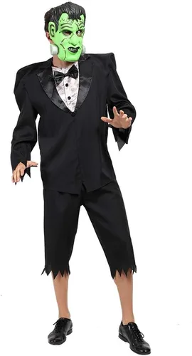 Vista 4 de FantastCostumes Disfraz completo de Frankenstein de monstruo de Halloween para hombre