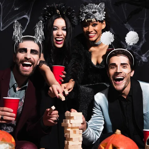 Vista 6 de 8 diademas con pompones envueltas en oropel para cumpleaños, fiesta de Halloween para mujeres