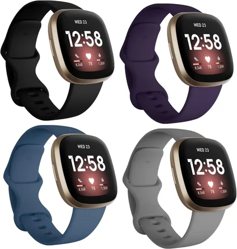Vista 14 de Seleek Bandas de Repuesto Compatibles con Fitbit Versa 3 / Versa 4 / Sense/Sense 2, Pulseras Accesorios Clásicos de Silicona Ajustables Correas