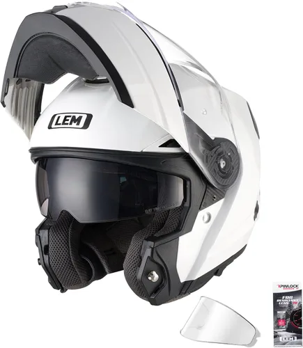 Vista 13 de LEM Cascos modulares de motocicleta de fibra de vidrio, casco de motocicleta de cara completa abatible para excursiones, certificado por DOT, visera