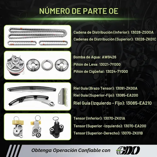 Vista 3 de Kit de cadena de distribución 4.0 con tensor de bomba de agua 13028ZS00A se adapta a 2005-2013 Nissan Frontier Pathfinder Xterra Suzuki Equator 4.0L