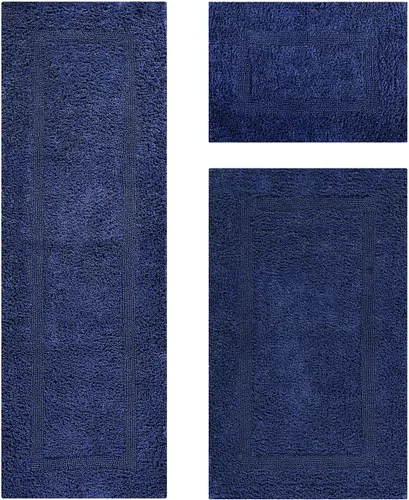 Vista 12 de Better Trends - Juego de 2 alfombras de baño 100% algodón, extra suaves, con borlas, de 17" x 24", alfombra de baño superabsorbente y reversible