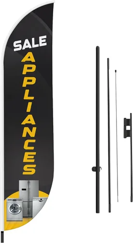 Vista 122 de DreamController - Bandera de plumas de alteraciones (11.5 pies x 2.5 pies) por DreamController para negocios al aire libre con poste adicional