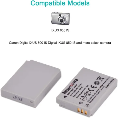 Vista 2 de Newmowa Batería de repuesto NB-5L (paquete de 2) y cargador USB portátil para Canon NB-5L y Canon PowerShot S100, S110, SD790IS, SD850IS, SD870IS