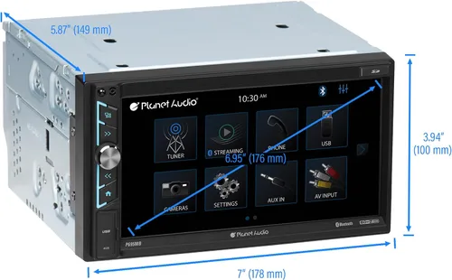 Vista 3 de Planet Audio Estéreo multimedia para automóvil P695MB - A-Link (espejo de pantalla), audio y llamadas Bluetooth, pantalla táctil LCD de 6.95