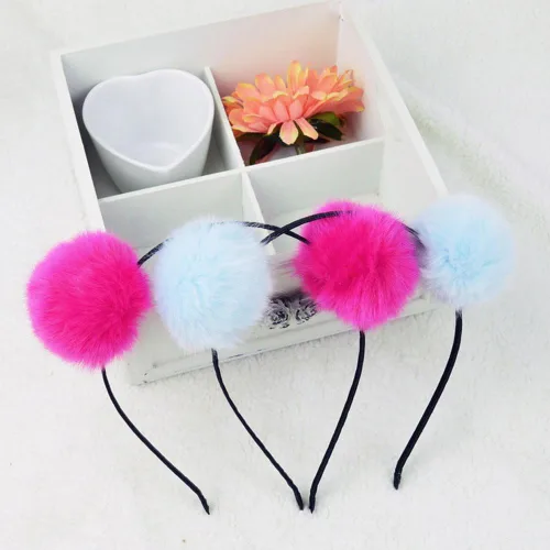 Vista 3 de BAOBAO - Diadema de pelo sintético y esponjoso, orejas de gato, diseño de panda