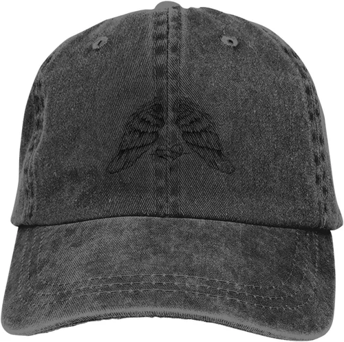Vista 8 de Gorra de béisbol con alas de ángel y corazón para hombres y mujeres, gorras de camionero de algodón, gorra ajustable para papá Negro