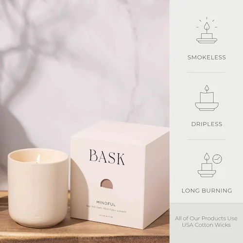 Vista 4 de Bask - Velas relajantes para el hogar - Velas perfumadas - Velas de invierno - Regalos para mujeres y hombres - Fragancia: consciente