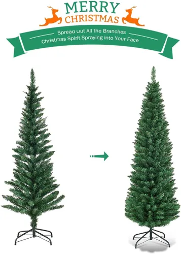 Vista 4 de BestComfort - Árbol de Navidad artificial de 5 pies/6 pies/7 pies/8 pies/9 pies, delgado con bisagras, sin luz, con 220/400/700/1000/1500 puntas