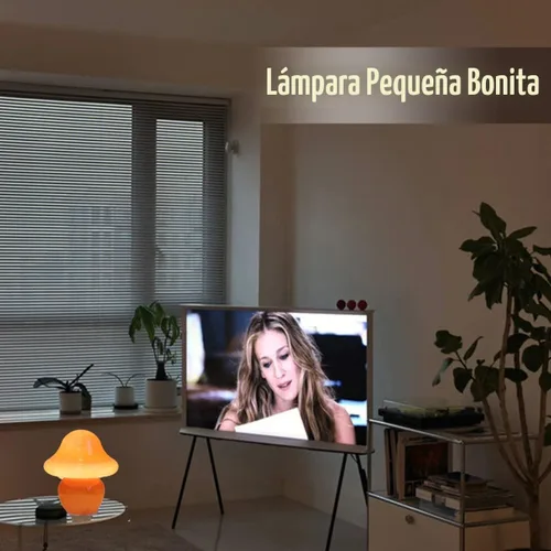 Vista 5 de HEQET Lámpara de hongo naranja de vidrio para mesa, lámpara de hongo para dormitorios, sala de estar, lámparas estéticas para dormitorio, linda