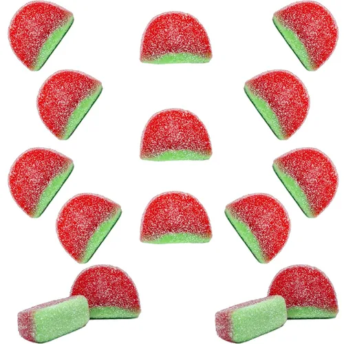 Vista 9 de Fruidles Gomitas de sandía en rodajas de caramelo, deliciosas gomitas con sabor a frutas recubiertas de azúcar (1 libra)