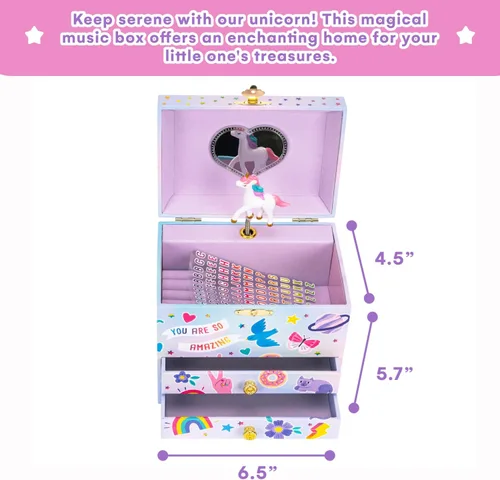 Vista 3 de Jewelkeeper Joyero musical para niña con 2 cajones extraíbles