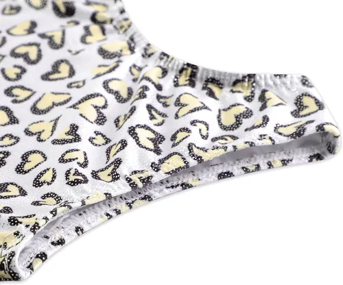 Vista 4 de Leotardo de gimnasia con shorts para niñas, sin mangas, para ciclismo, con diseño de mariposas y flores con brillo, color negro y rosado intenso