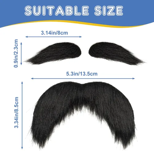 Vista 2 de EWOID Bigote y cejas falsas, barba falsa, disfraz novedoso para disfraz de cosplay y fiesta de festivales