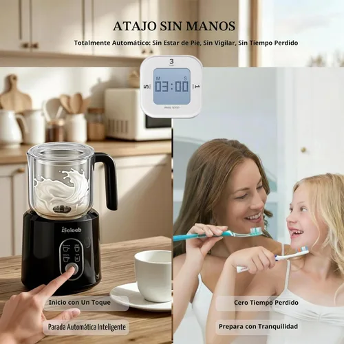 Vista 2 de Espumador de leche desmontable y vaporizador: espuma manos libres