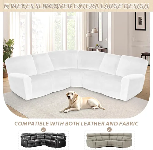 Vista 179 de Arfntevss Fundas de sofá seccional reclinable de terciopelo, Funda de sofá seccional de esquina para sofá reclinable, Funda elástica suave