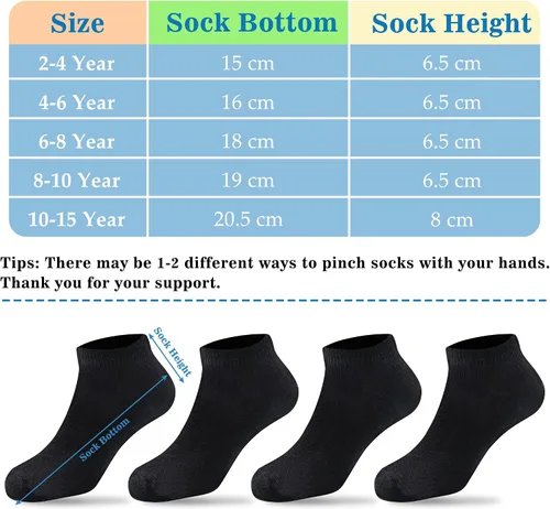 Vista 2 de Duufin 12 pares de calcetines deportivos para niños pequeños, calcetines atléticos de corte bajo, calcetines de media amortiguación para niños