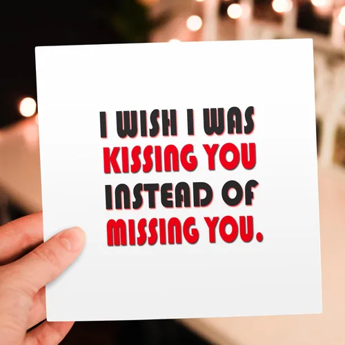 Vista 6 de Tarjeta de felicitación - Desearía que te estuviera besando en lugar de extrañarte. El amor es para siempre. - Miss You Quotes