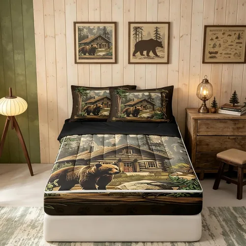 Vista 10 de Feelyou Juego de edredón con cremallera de leopardo tamaño individual Juegos de cama con cremallera y estampado animal para decoración de Marrón