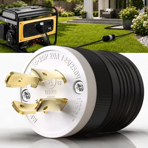Vista 18 de Paquete de 1 enchufe de bloqueo NEMA L14‑30P de 30 amperios macho 30A 250V Twist Lock L14‑30, enchufe de grado industrial de 3 polos de 4 cables