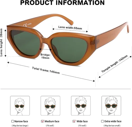 Vista 13 de SOJOS Gafas de sol polarizadas de ojo de gato lindo de moda para mujer Cateye SJ2237