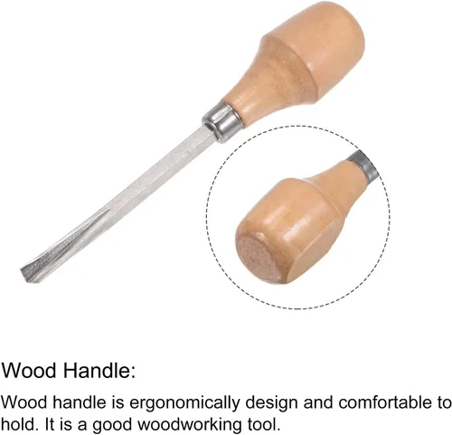 Vista 4 de uxcell Cuchillo para tallar cinceles de madera, 0.394 in cromado 45 # acero al carbono punta triangular herramienta de mano para carpintería Graver