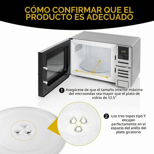 Vista 4 de Plato giratorio de vidrio para microondas de 9.6", Plato de microondas de 24.4cm, Plato de vidrio de repuesto para bandeja, Plato de vidrio