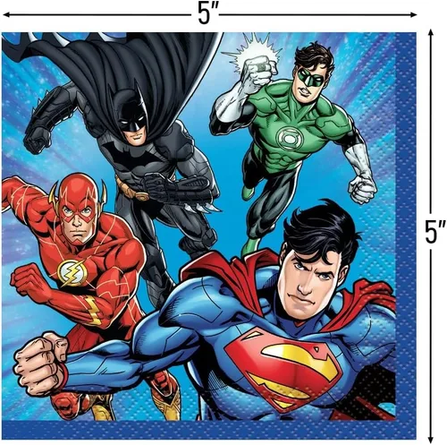 Vista 2 de Artículos de fiesta de Justice League, Servilleta para bebidas , talla única , Multicolor