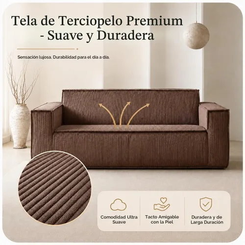Vista 3 de Swbvs Sofá en una caja, sofá de espuma viscoelástica de 3 plazas, sin instalación y fácil de transportar, sofá moderno de asiento profundo con tela