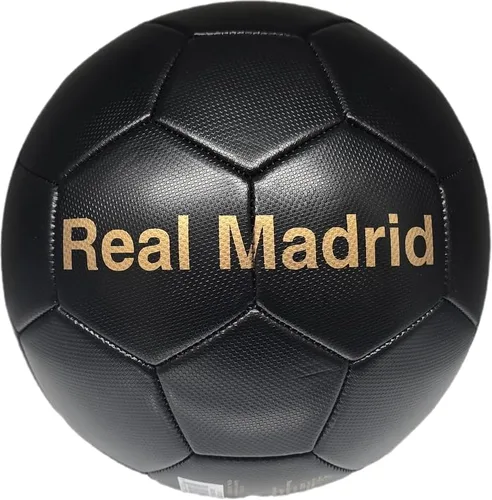 Vista 6 de Icon Sports Balón de fútbol negro de edición limitada del Real Madrid, con licencia oficial, tamaño 5 (tela brillante), grado S