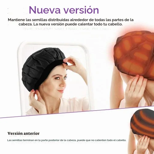 Vista 3 de Gorro térmico de acondicionamiento profundo, sin cordón, 100% algodón natural, semillas de linaza, tratamiento interior de microondas, tapa caliente