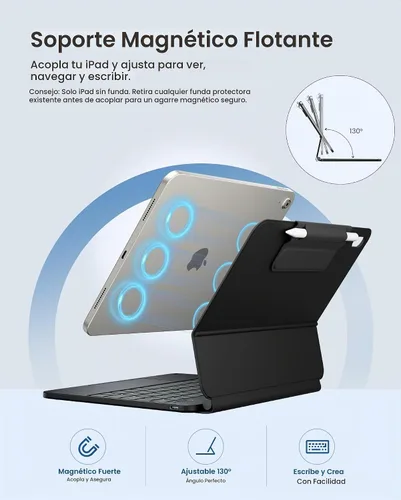 Vista 4 de typecase Funda de teclado Edge para iPad de 11ª generación A16 (2025) y 10ª generación de 10.9 pulgadas (2022) - Trackpad multitáctil, teclado Negro