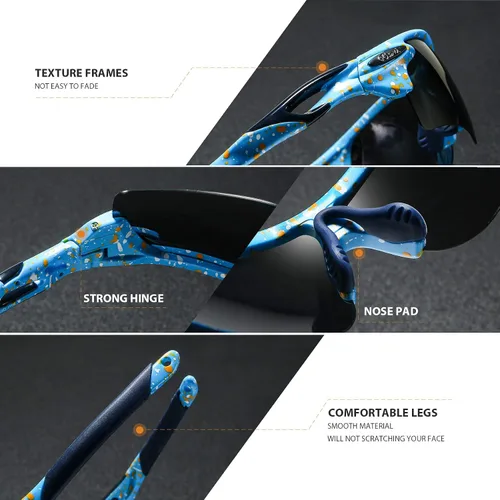 Vista 3 de Bevi Lentes de sol deportivos polarizados TR90, marco duradero y ultraligero para hombres y mujeres, béisbol, correr, ciclismo, golf