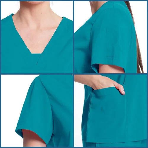 Vista 5 de niaahinn Scrubs Medical Uniforme - Conjunto de ropa quirúrgica para mujer con cuello en V y pantalón deportivo cónico tipo cargo