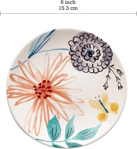 Vista 2 de Bico Blossom Symphony - Juego de 6 platos pequeños de 6 pulgadas de cerámica para aperitivos, postres, para bocadillos, ensaladas, decoración
