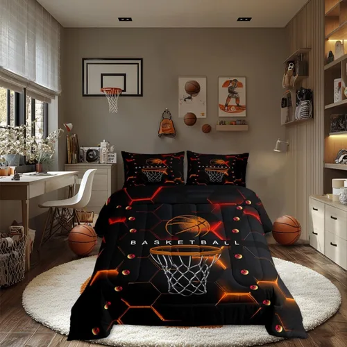 Vista 14 de Juego de edredón de béisbol en 3D para niños, tamaño twin, juego de ropa de cama para niños amantes de los deportes de juegos de pelota, decoración