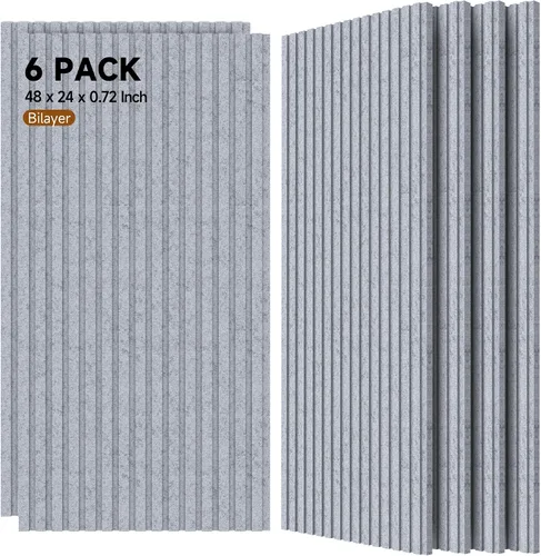 Vista 13 de Grandes paneles acústicos bicapa, juego de 4 paneles absorbentes de sonido, paneles a prueba de sonido de 120 cm x 60 cm x 1.8 cm para paredes