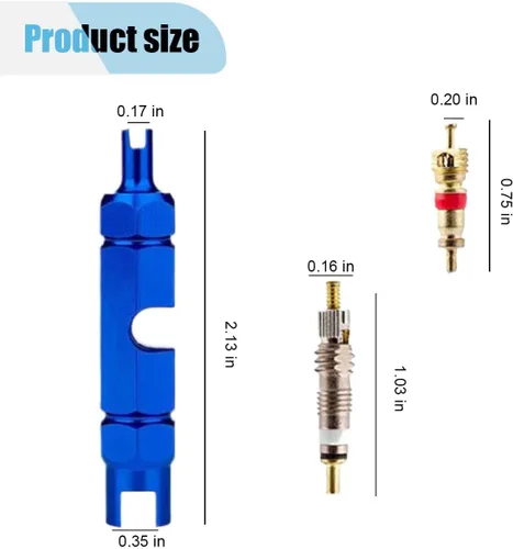 Vista 2 de Kit de herramientas de extracción de núcleo de válvula de bicicleta para válvula Presta y Schrader, herramienta de ajuste de reparación de núcleo